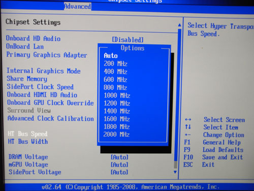 ASRock A780GMH/128M множитель HT