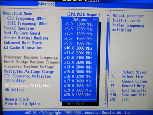 ASRock A780GMH/128M множитель NB