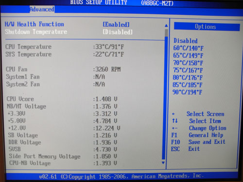 Biostar TA785GE-128M системный мониторинг