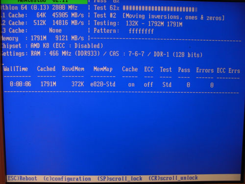 Biostar TA785GE-128M MemTest 2