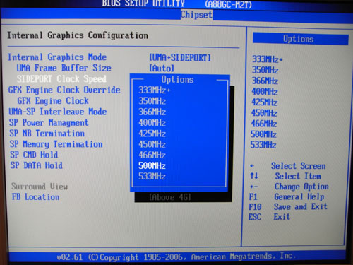 Biostar TA785GE-128M GPU Settings 2