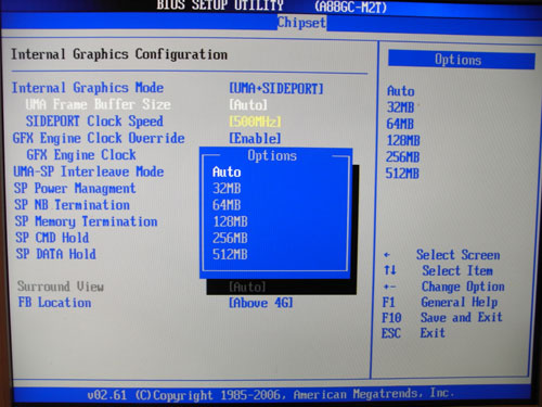 Biostar TA785GE-128M GPU Settings 1