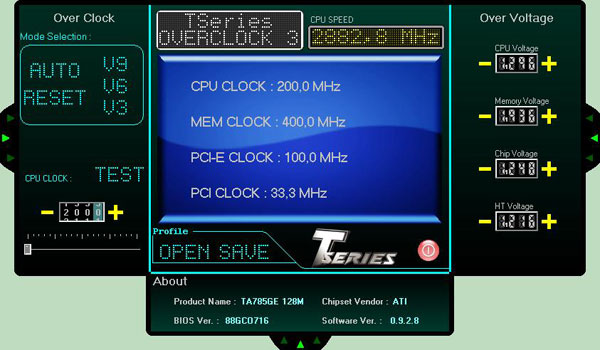 Biostar TA785GE-128M overclock utility
