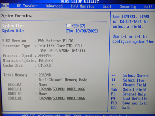 ASRock P55 Extreme BIOS