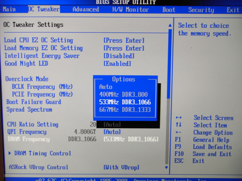 ASRock P55 Extreme частота памяти