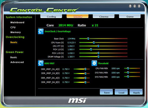 MSI P55-GD65 Control Center 1