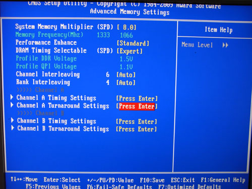 Gigabyte GA-P55-UD6-С настройки памяти