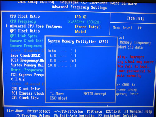 Gigabyte GA-P55-UD6-С частота памяти