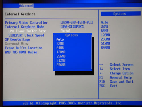 ASUS M4A785TD-V EVO GPU MemSize