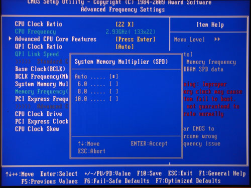 Gigabyte H55M-UD2H частота памяти