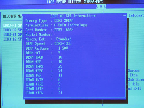 Biostar TH55XE MemInfo