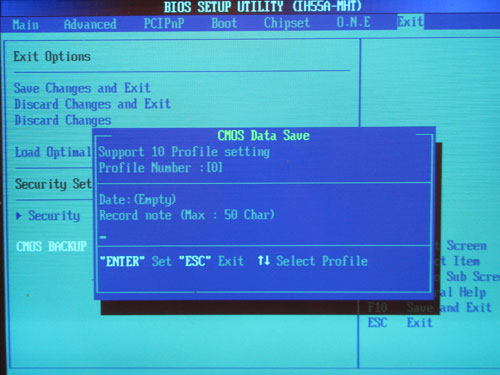 Biostar TH55XE CMOS Profiles