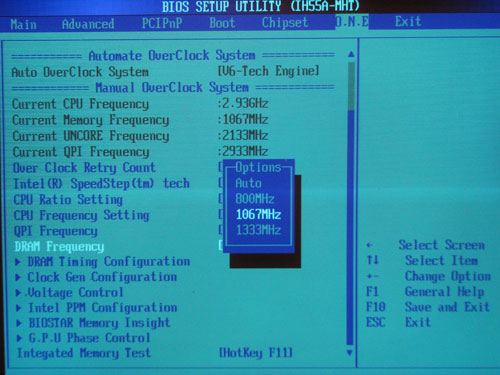 Biostar TH55XE настройки памяти 2