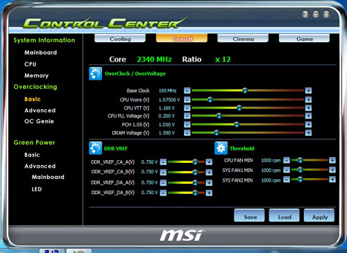 MSI P55-GD85 Control Center