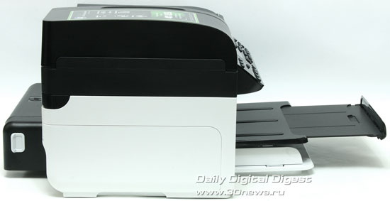 HP Officejet Pro 6500 Wireless E709n. Вид слева с раскрытым приемным лотком HP Officejet Pro 6500 Wireless E709n. Вид слева с раскрытым приемным лотком