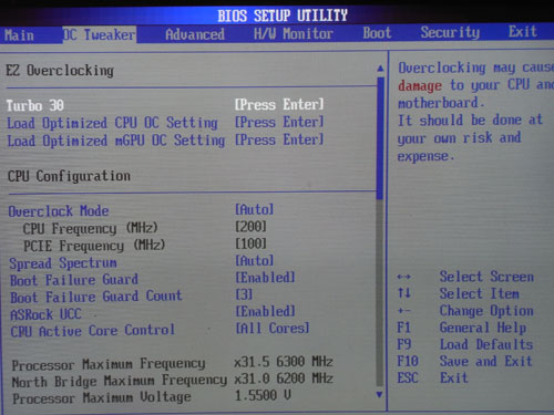 ASRock 890GM Pro3 функции разгона1