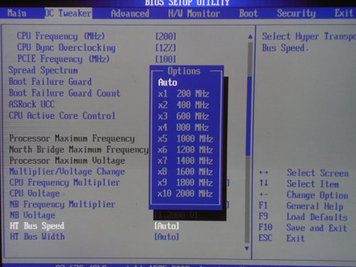 ASRock 890GM Pro3 множитель HT
