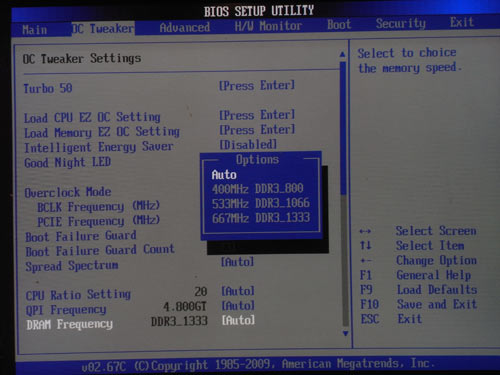 ASRock P55 Extreme4 частота памяти