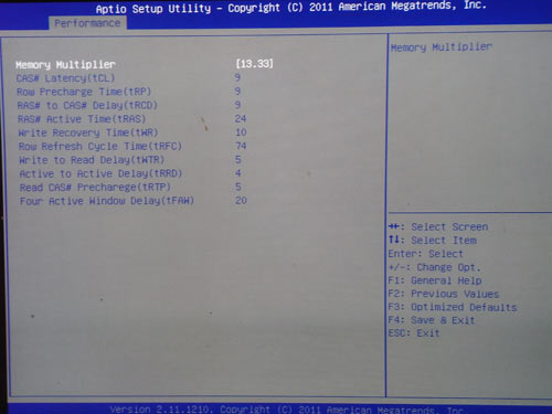 Sapphire P67 Hydra настройки памяти 1