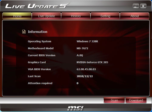  MSI P67A-GD80 Live Update Windows 