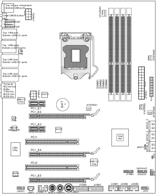 MSI P67A-GD80 схема