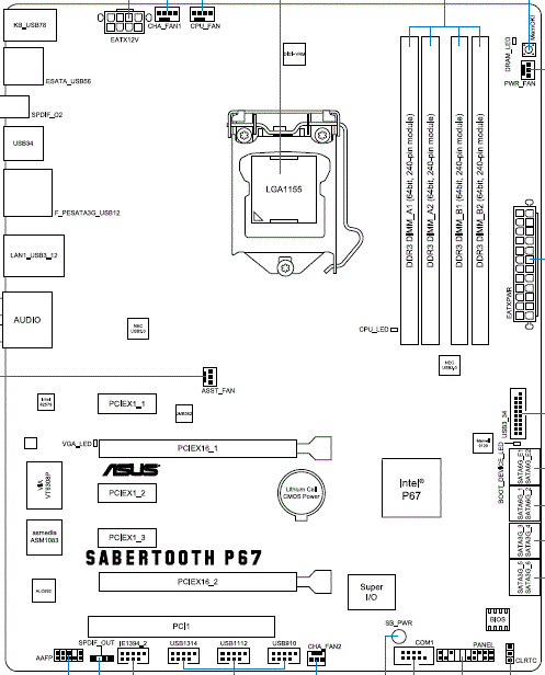  ASUS Sabertooth P67  схема 