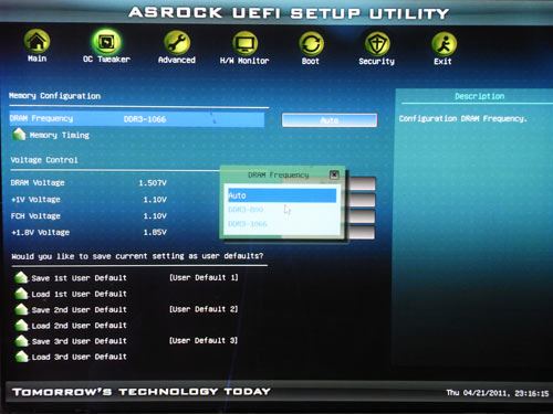  ASRock E350M1 настройки памяти 2 