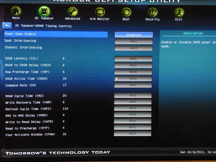 ASRock A75 Extreme6 настройки памяти