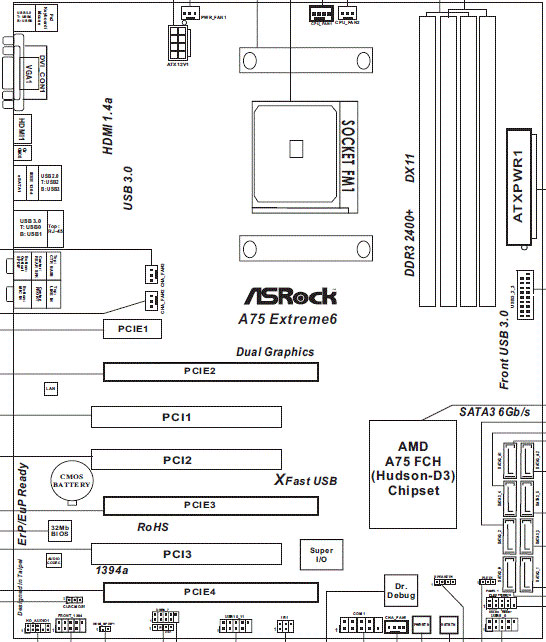 ASRock A75 Extreme6 схема