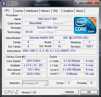  Intel DX58SO штатная частота 