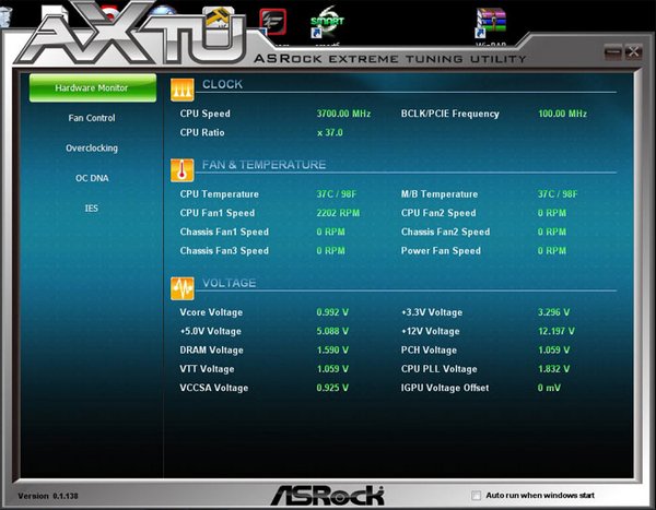 ASRock Z68 Extreme7 системный мониторинг 3