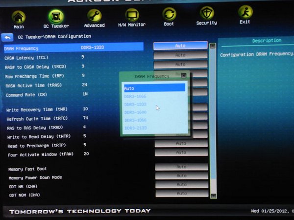 ASRock Z68 Extreme7 частота памяти