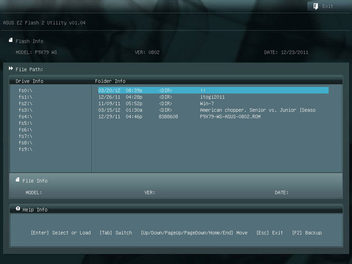 ASUS P9X79 WS EZ Flash 2