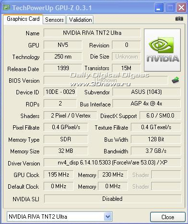 Riva TNT2 Ultra GPU-Z