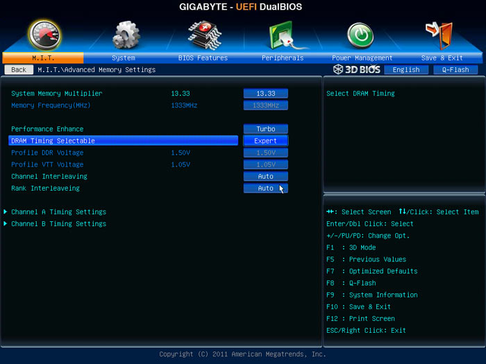 Gigabyte Z77X-UD5H настройки памяти 1