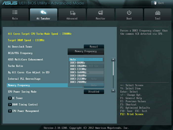 ASUS Sabertooth Z77 частота памяти