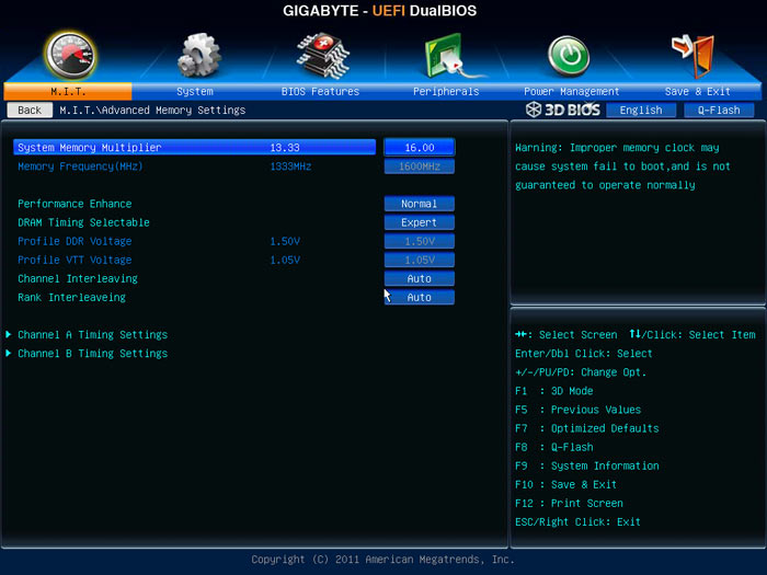 Gigabyte G1.Sniper 3 настройки памяти 1