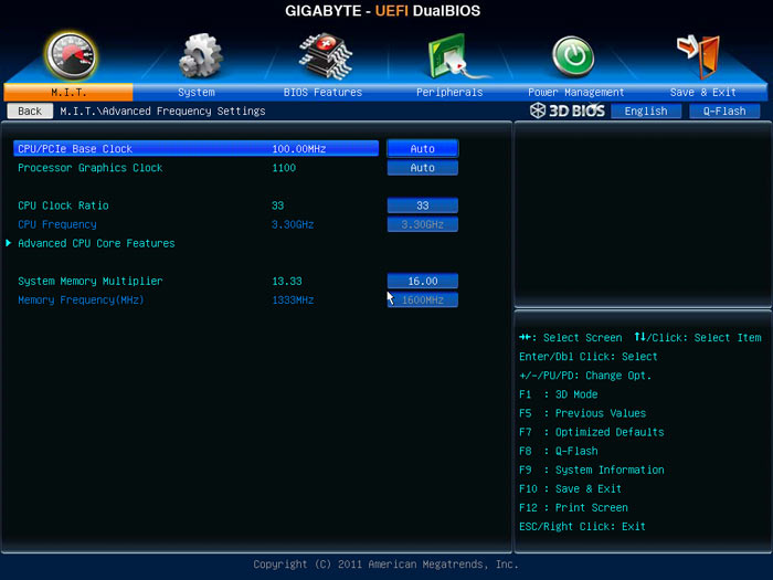 Gigabyte G1.Sniper 3 настройки разгона 1