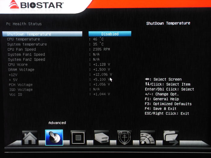 Biostar Hi-Fi Z77X  системный мониторинг 1