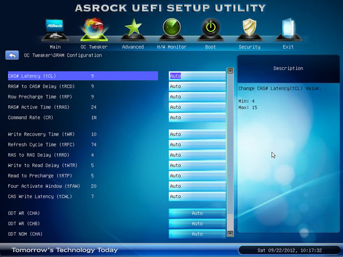 ASRock Z77E-ITX настройки памяти 1