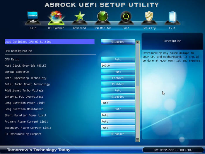 ASRock Z77E-ITX настройки разгона 1