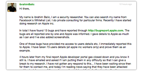 Turkish programmer to break into the Apple Dev site Centre, did not want to cause harm 