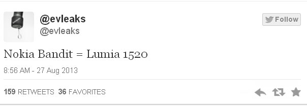 Фаблет Nokia Bandit назовут Nokia Lumia 1520?