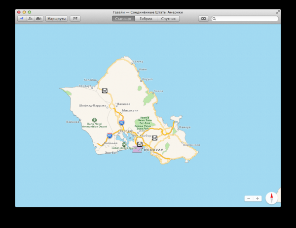  Гавайские острова на картах Apple 