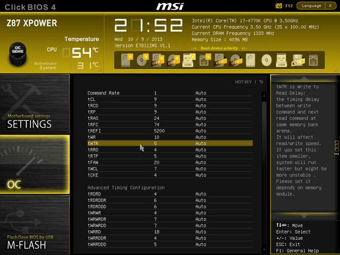  MSI Z87 XPOWER настройки памяти 1 
