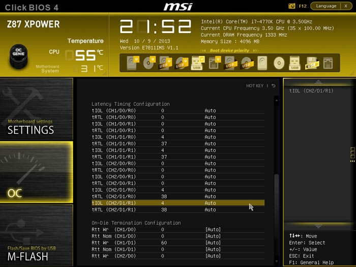  MSI Z87 XPOWER настройки памяти 2 