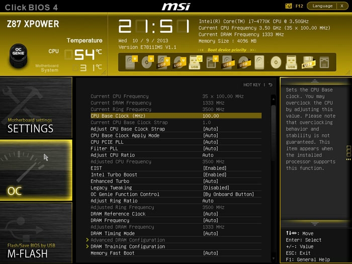  MSI Z87 XPOWER настройки разгона 1 