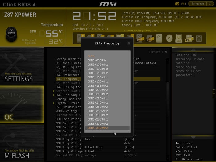  MSI Z87 XPOWER частота памяти 