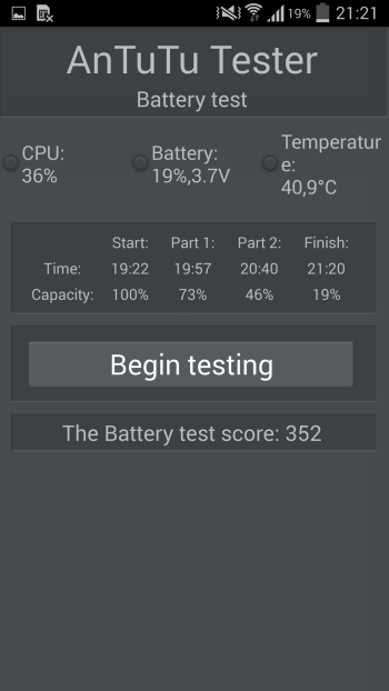  AnTuTu Battery Test: Samsung Galaxy S4 results 