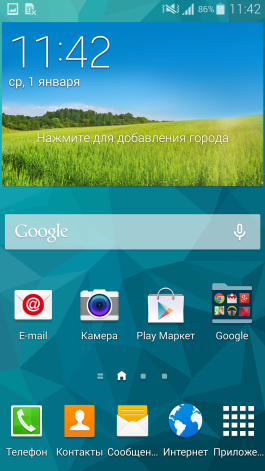  Samsung Galaxy S5 interface: home screen 